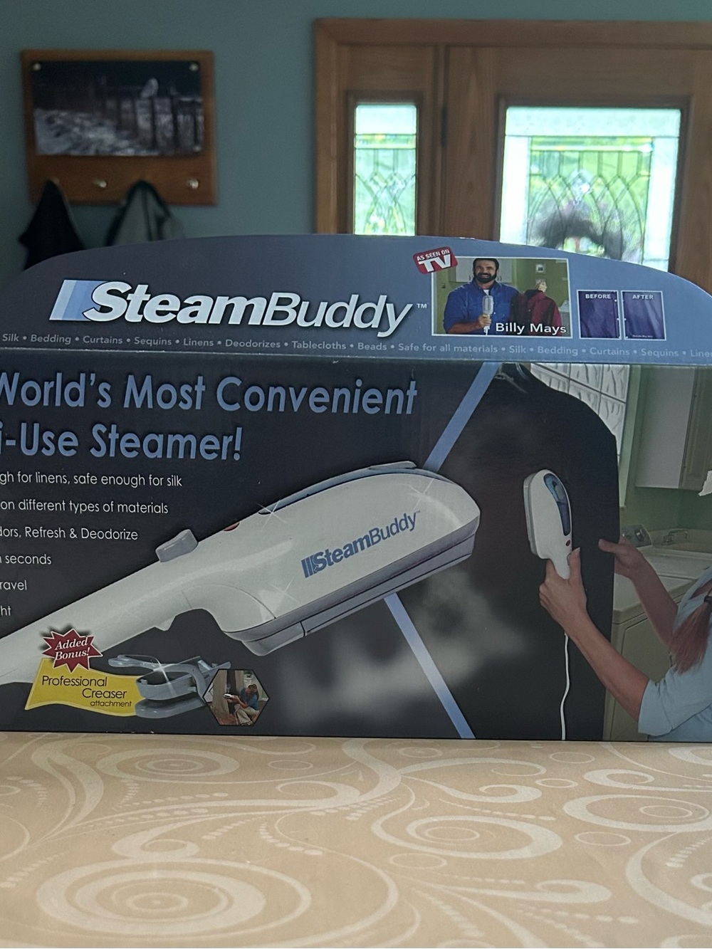 New SteamBuddy Handheld Garment Steamer - White/Blue